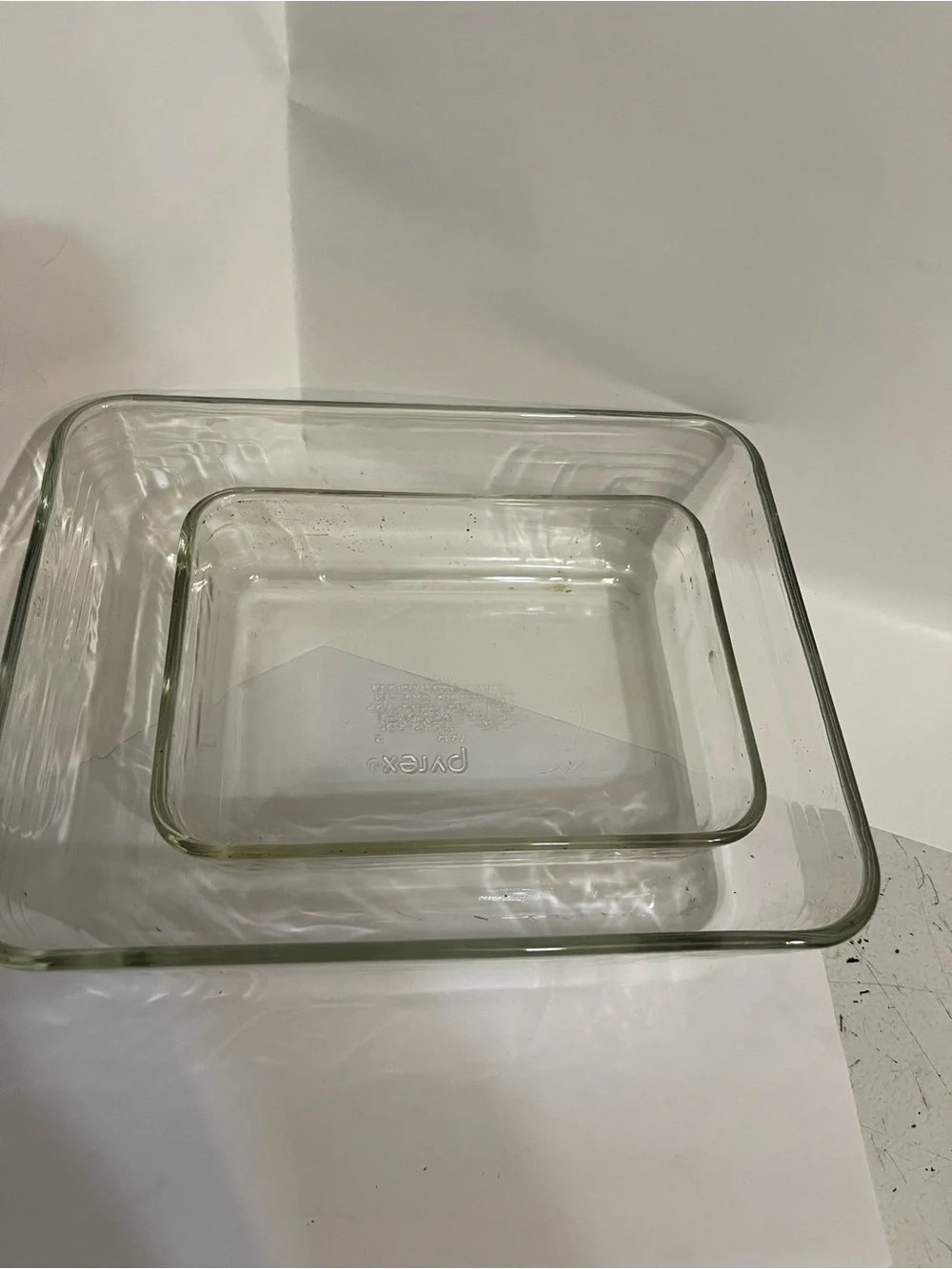 2 Rectangular Pyrex Aqua Glass baking Dishes Medium & Small